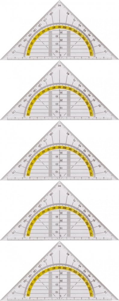 5x Ekierka Office Depot, 16cm, z kątomierzem, transparentny
