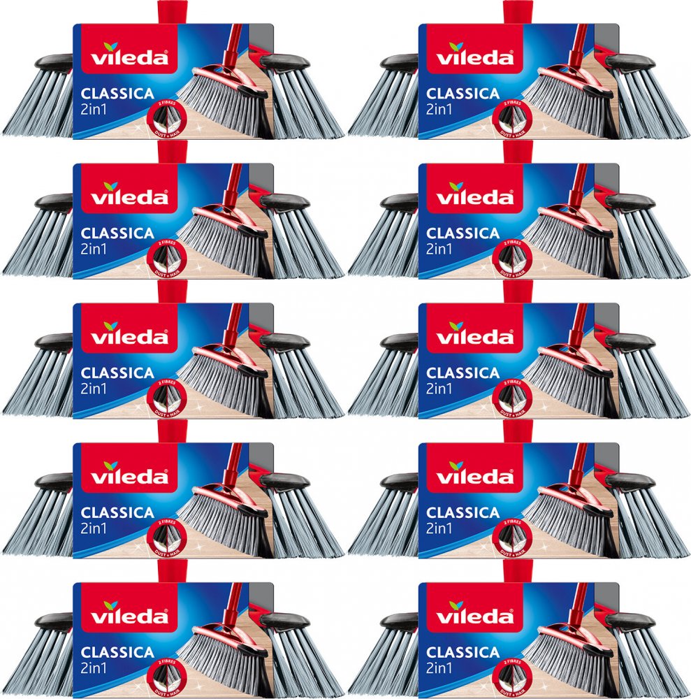 10x Miotła/szczotka do zamiatana Vileda Classica 2 w 1, końcówka