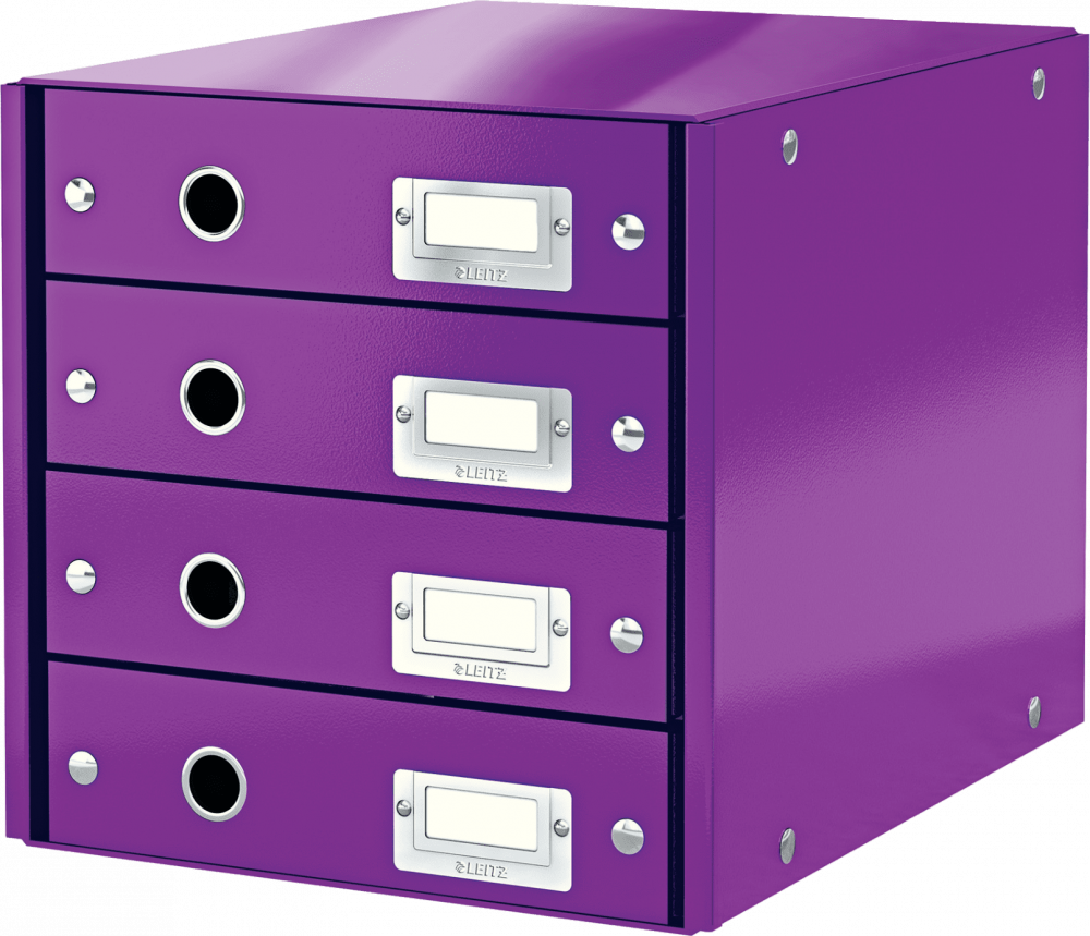 Pojemnik Leitz Click & Store Wow, z 4 szufladami, A4, fioletowy