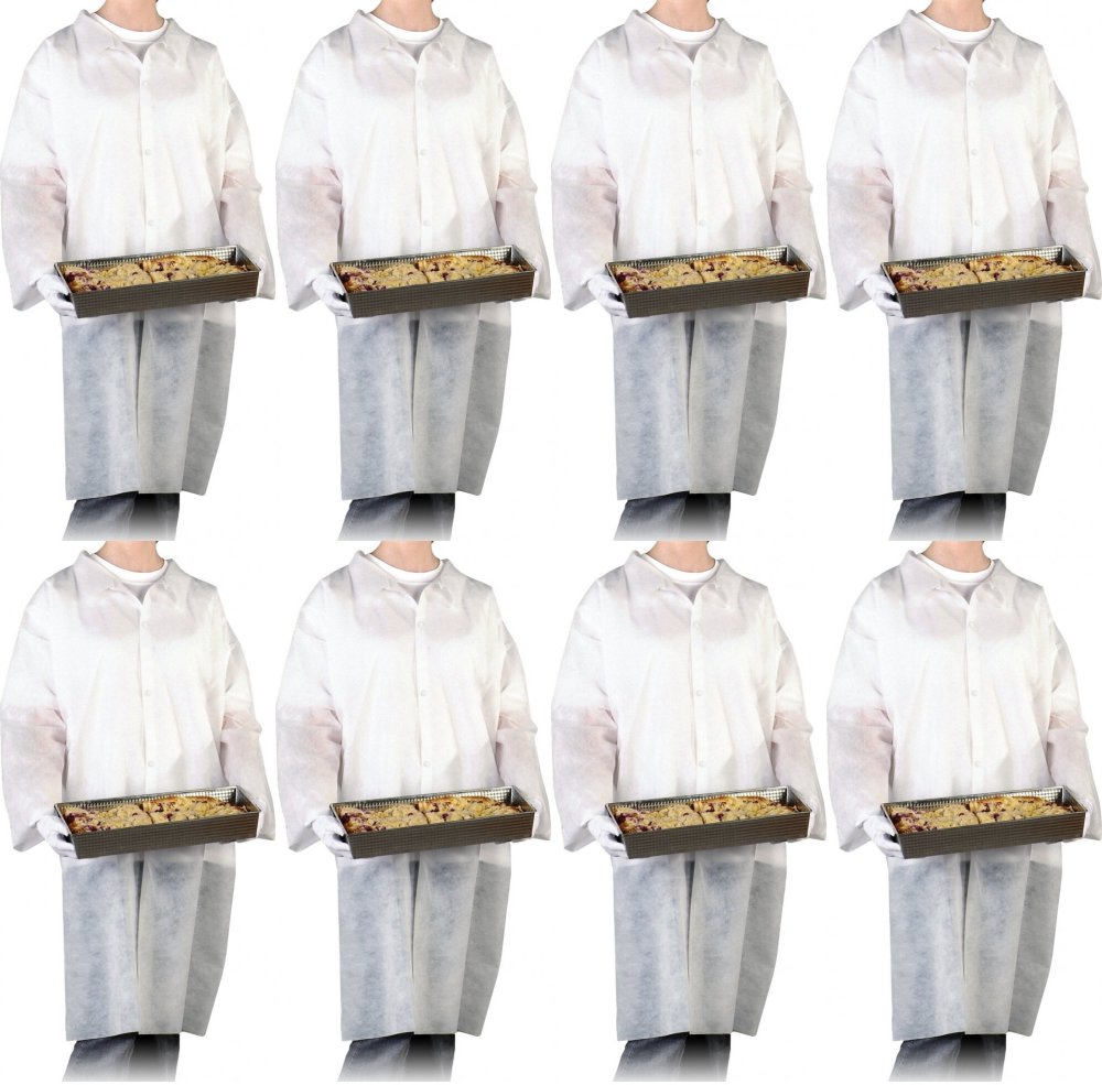 8x Fartuch ochronny Reis Flab, rozmiar L, biały