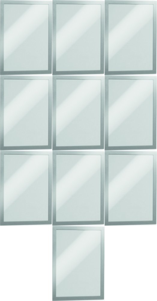 10x Ramka magnetyczna Durable Duraframe, PVC free, samoprzylepna, A4, 2 sztuki, srebrny