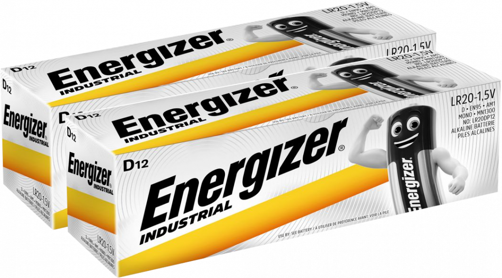 2x Bateria alkaliczna Energizer Industrial, D, 1.5V, LR20, 12 sztuk