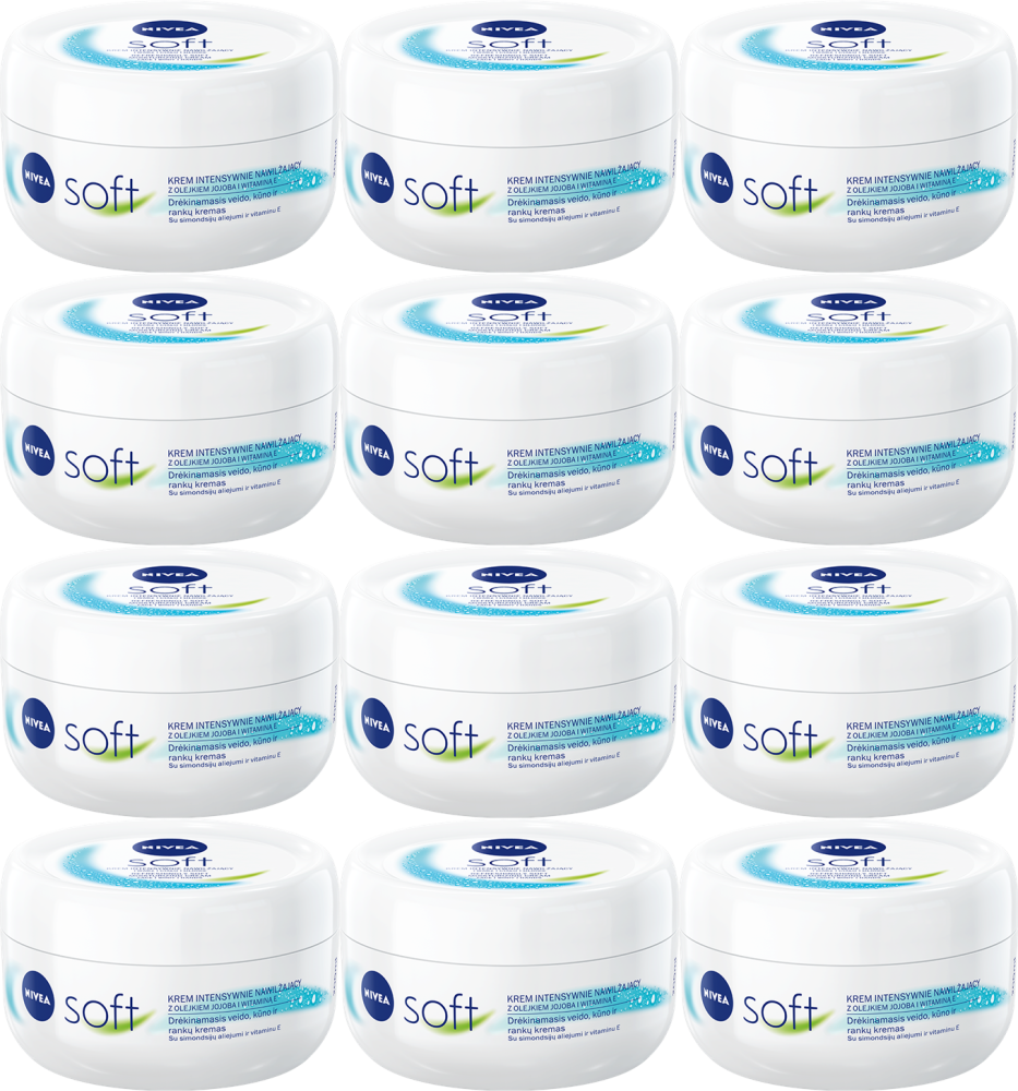 12x Krem do ciała i rąk Nivea Soft, nawilżający, 200ml