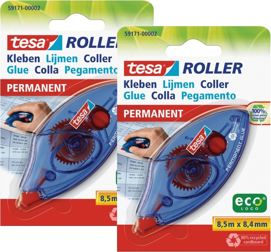 2x Klej tesa EcoLogo, w taśmie, 8.5mx8.4mm, bezbarwny