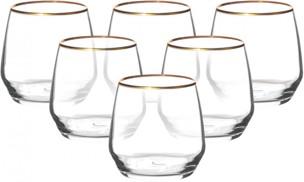 Szklanki Altom Design Rubin Gold, 370ml, szkło, 6 sztuk, przezroczysty