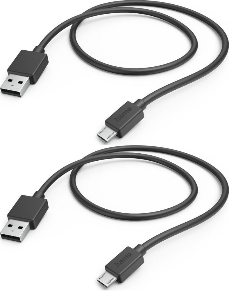 2x Kable ładujący Hama micro USB/USB-A, 1m, czarny