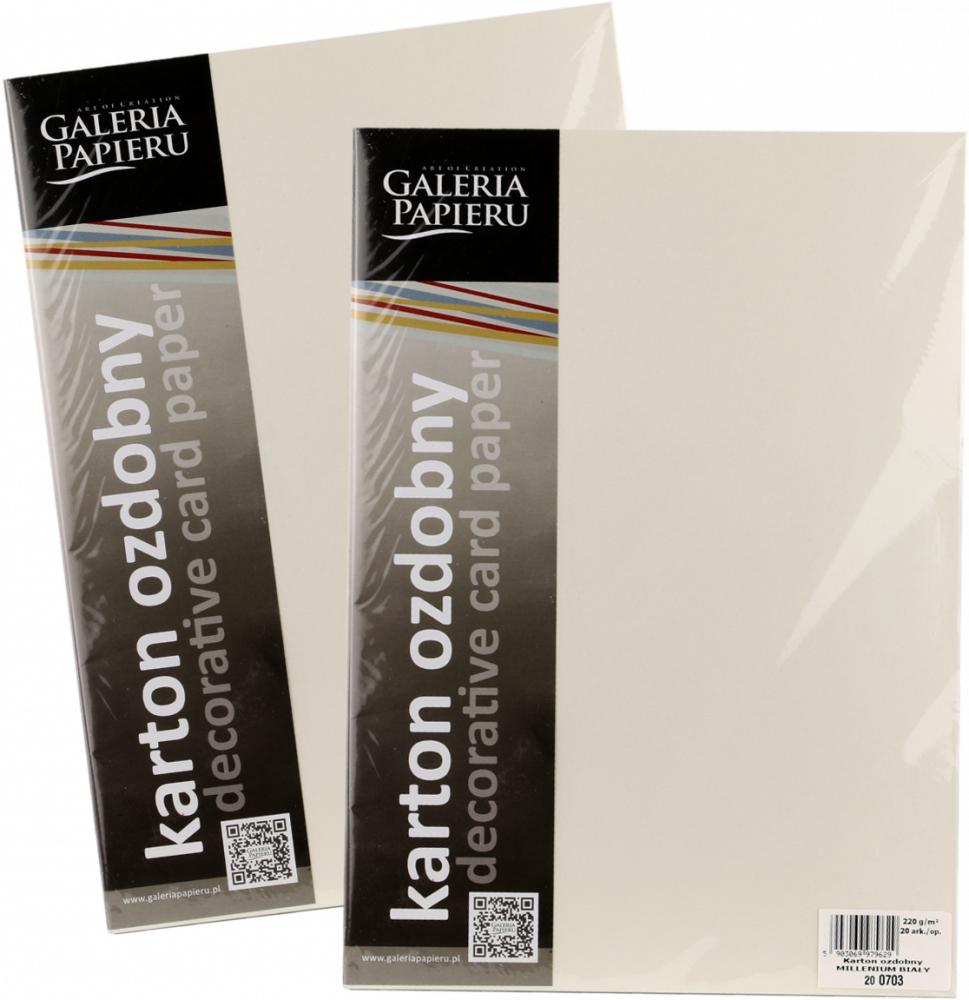 2x Karton ozdobny Galeria Papieru Millenium, A4, 220g/m2, 20 arkuszy biały
