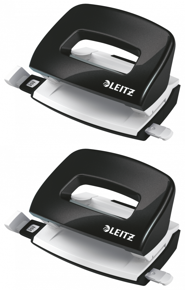 2x Dziurkacz mini Leitz NeXXt Wow, do 10 kartek, metaliczny czarny