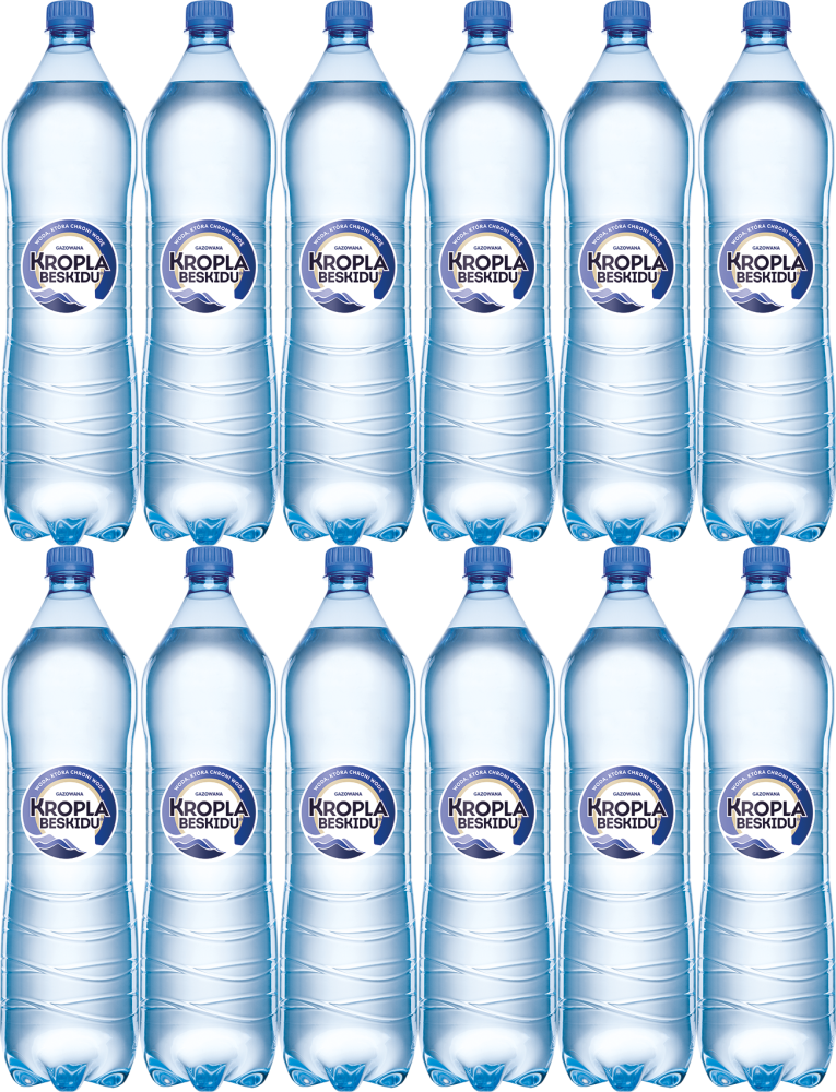 12x Woda gazowana Kropla Beskidu, 1.5l, butelka PET, KAUCJA