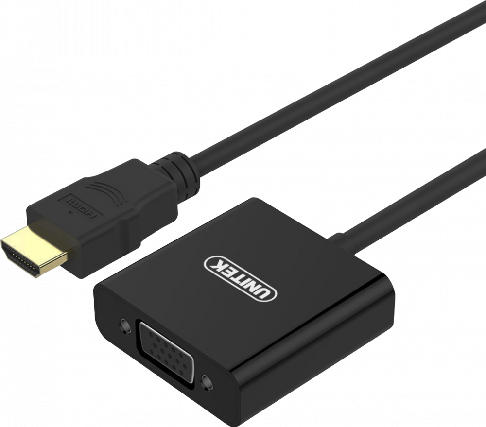 Adapter Unitek Y-6333, HDMI do VGA + audio, czarny