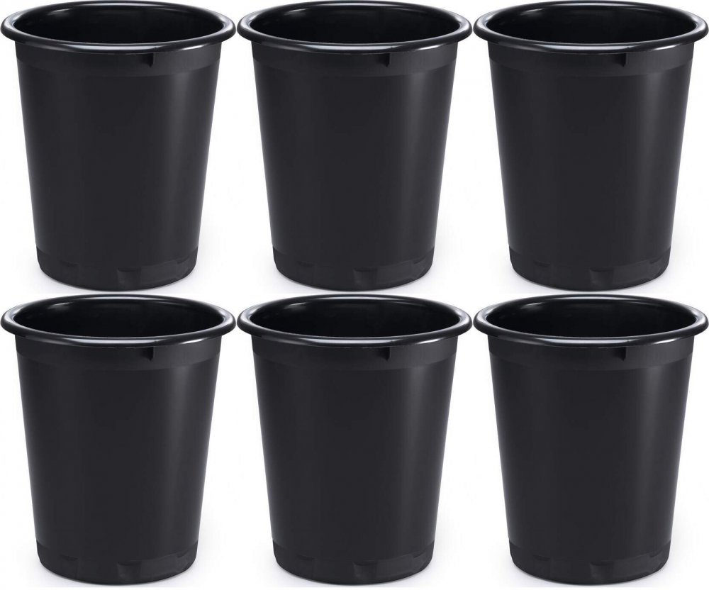 6x Kosz na śmieci Durable Basic, 13l, czarny