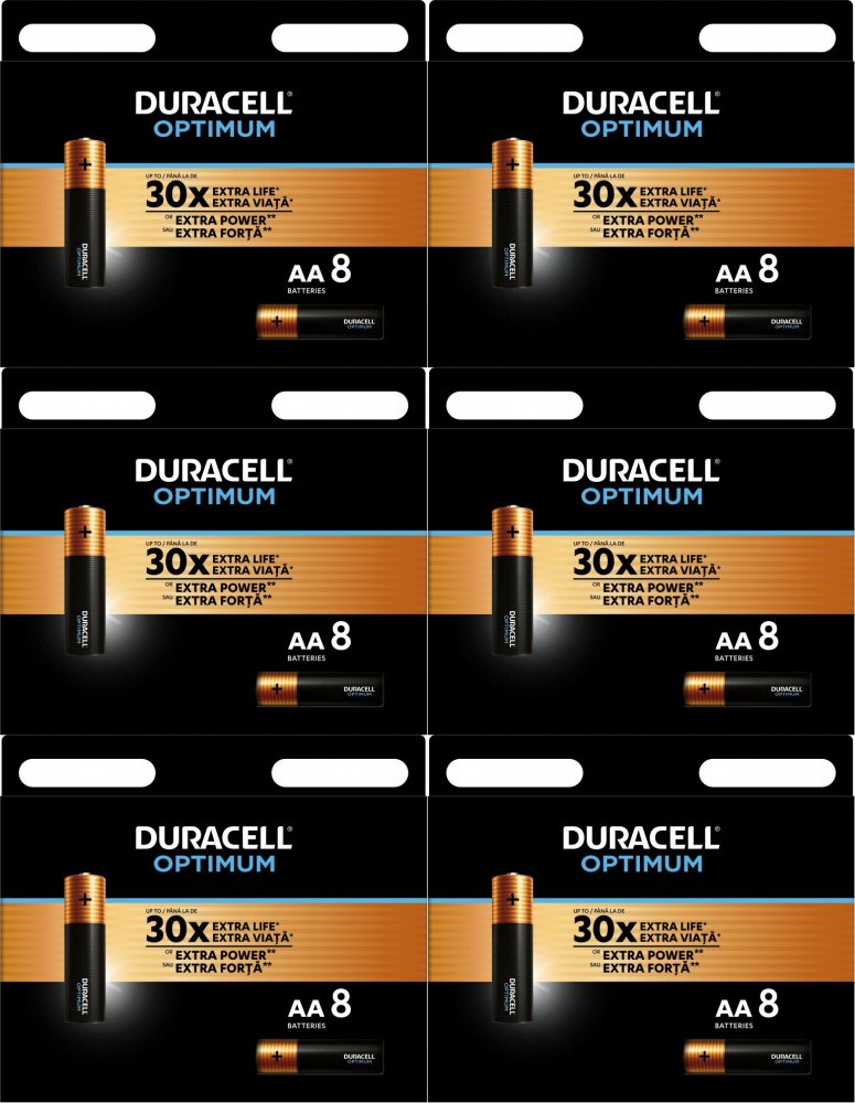 6x Bateria alkaliczna Duracell Optimum, AA, 8 sztuk