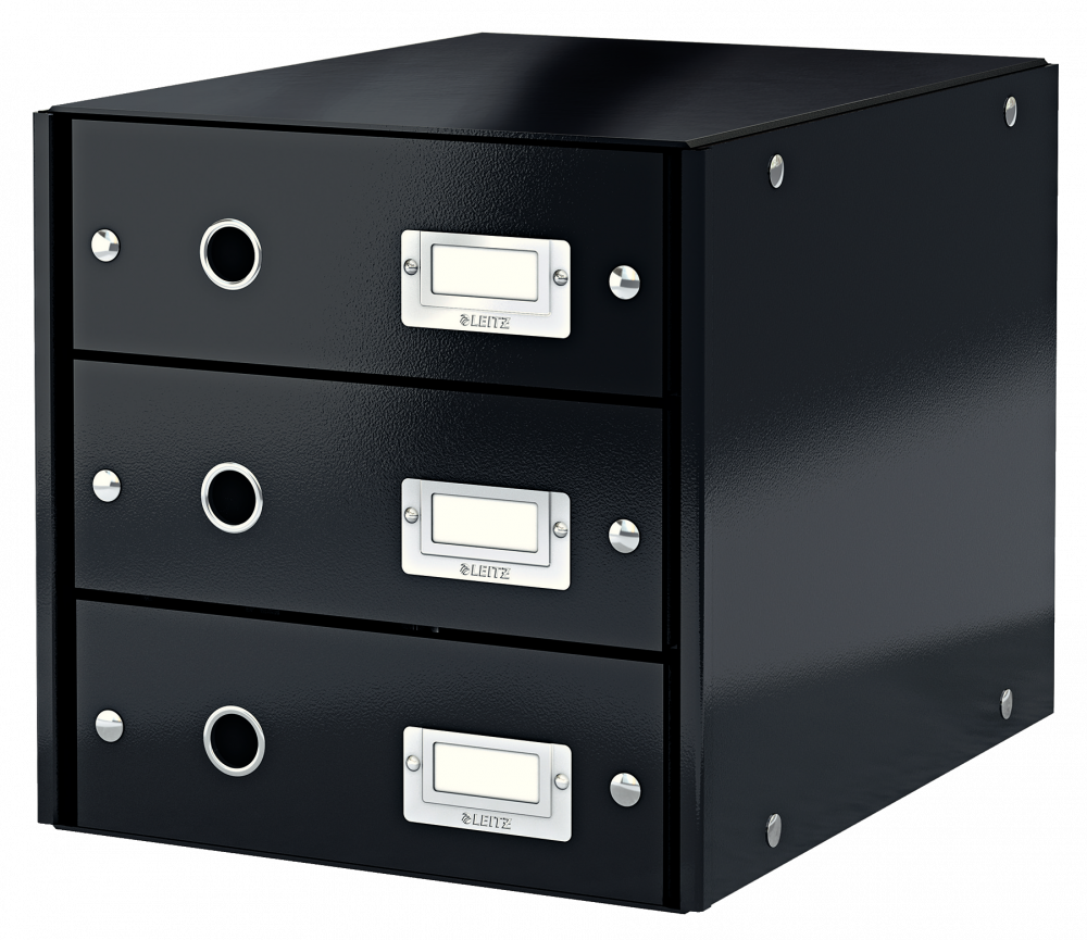Pojemnik Leitz Click&Store Wow, z 3 szufladami, do dokumentów, A4 czarny