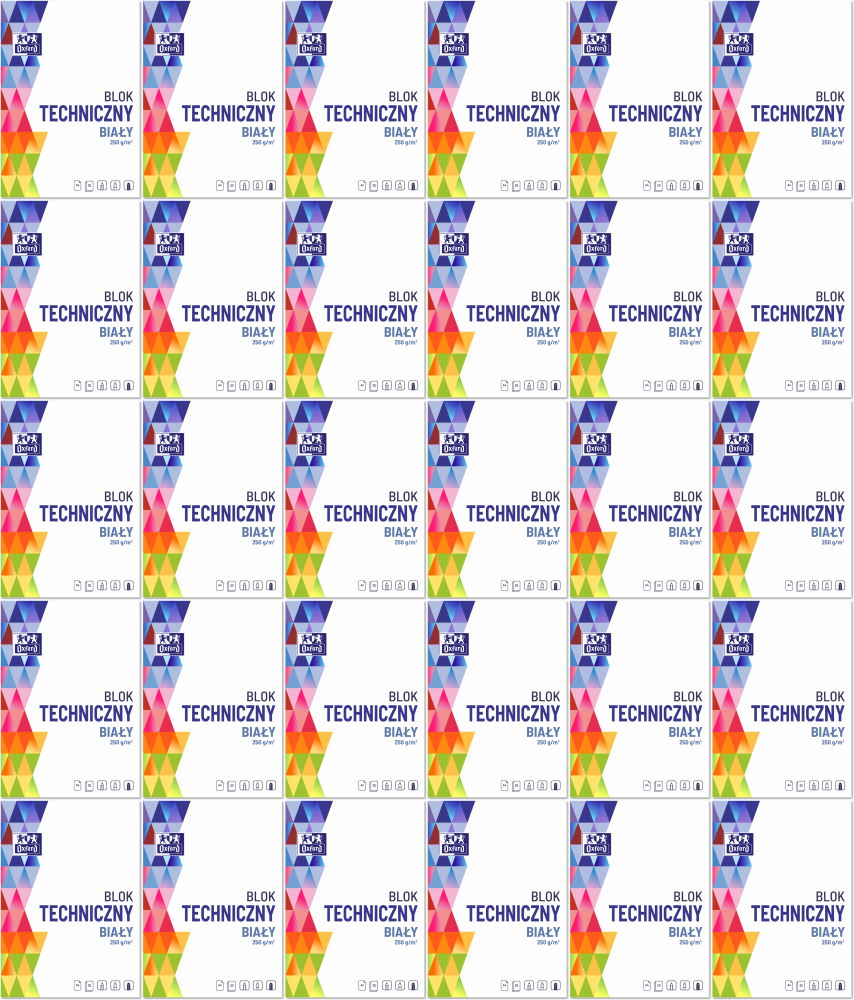 60x Blok techniczny Oxford, A4, 10 kartek, biały