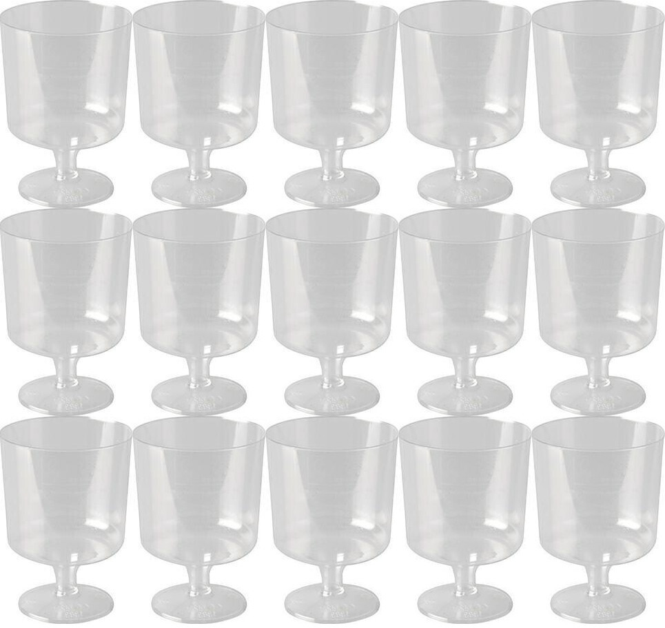 15x Kieliszki wielorazowe do wina Papstar, 200ml, polistyren, 10 sztuk, przezroczysty