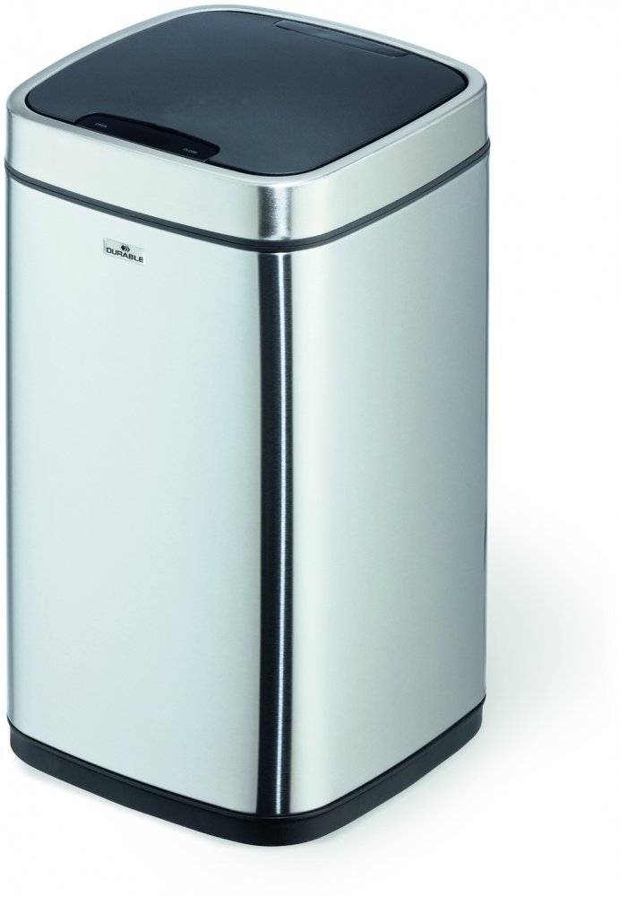 Kosz na śmieci z czujnikiem ruchu Durable No Touch, z pokrywą, 12l, srebrny