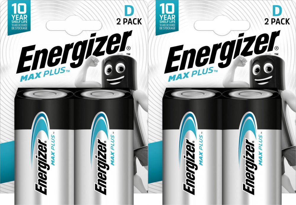 2x Bateria Energizer Max Plus D, 1.5V, LR20, 2 sztuki
