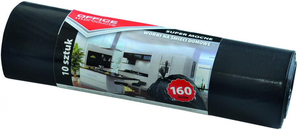 Worki na śmieci Office Products, na odpady zmieszane, 160l, 10 sztuk, czarny