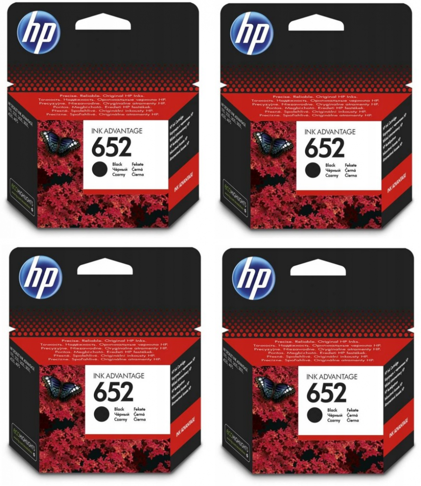 4x Tusz Hp 652 (F6V25AE), 360 stron, black (czarny)