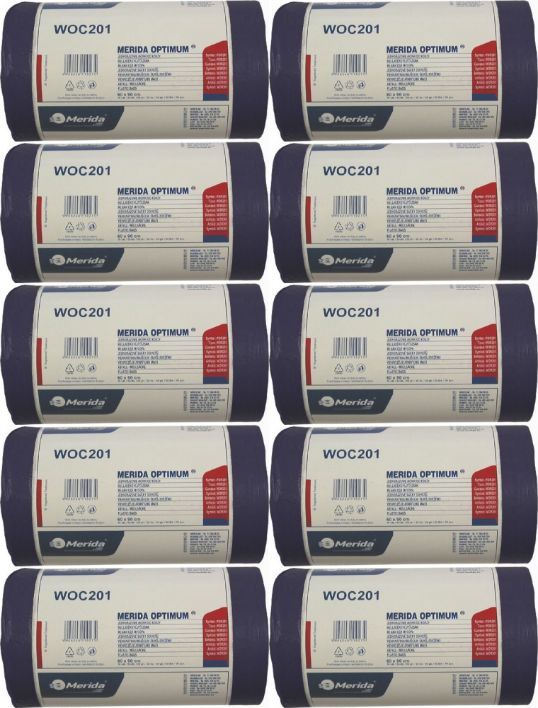 10x Worki na śmieci Merida Optimum, na odpady zmieszane, 70l, 50 sztuk, czarny