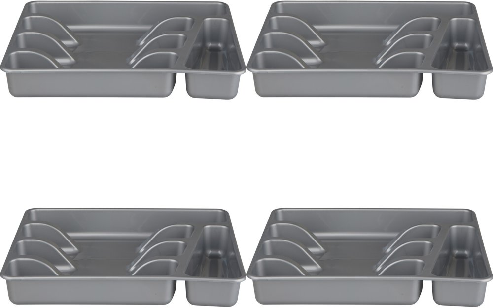4x Wkład do szuflady na sztućce Bentom, 34 x 26cm, srebrny