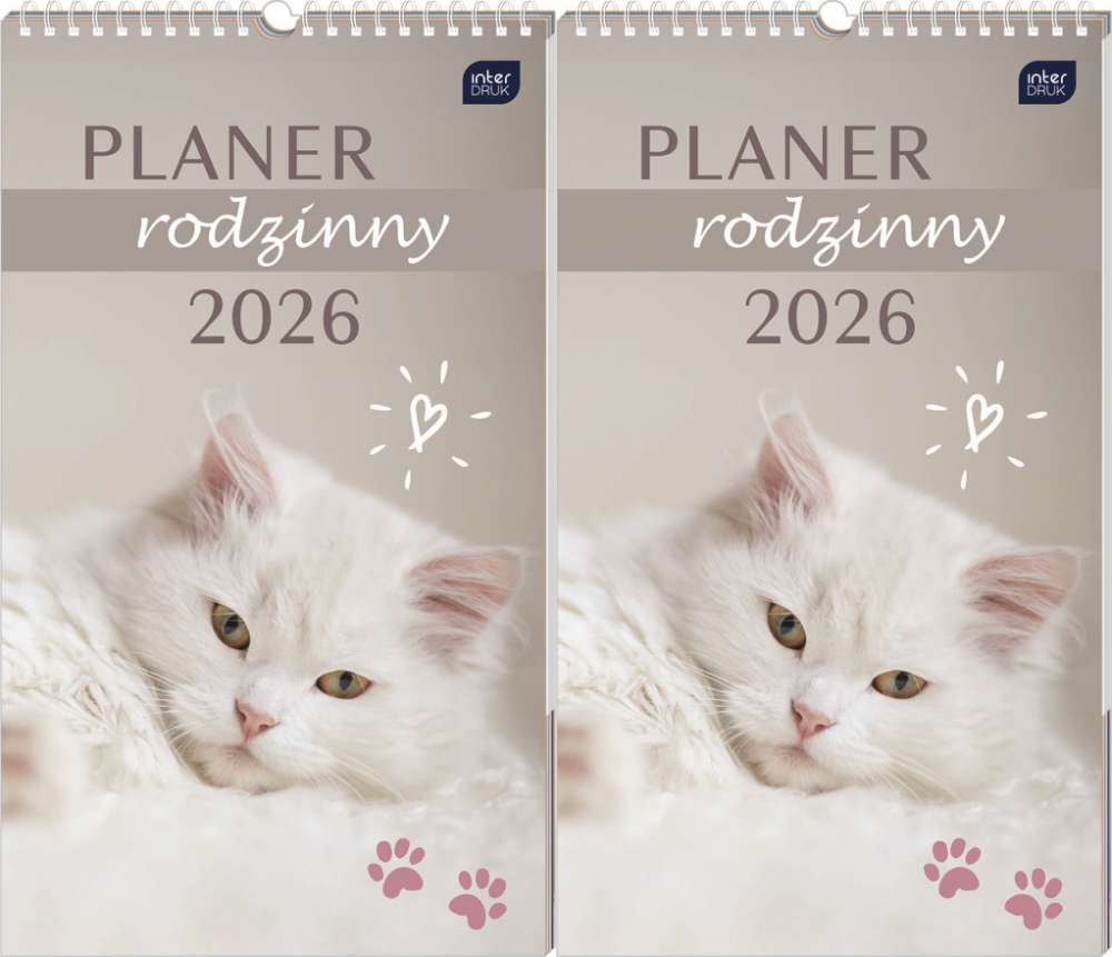 2x Kalendarz ścienny 2026, Interdruk, rodzinny, 25x43cm, miesięczny, Zwierzaki