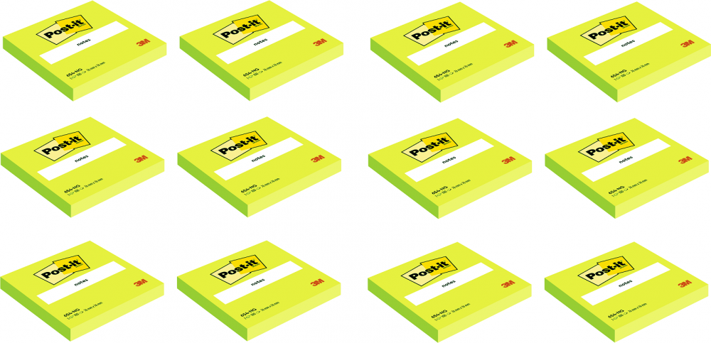 12x Karteczki samoprzylepne Post-it, 76x76mm, 100 karteczek, zielony