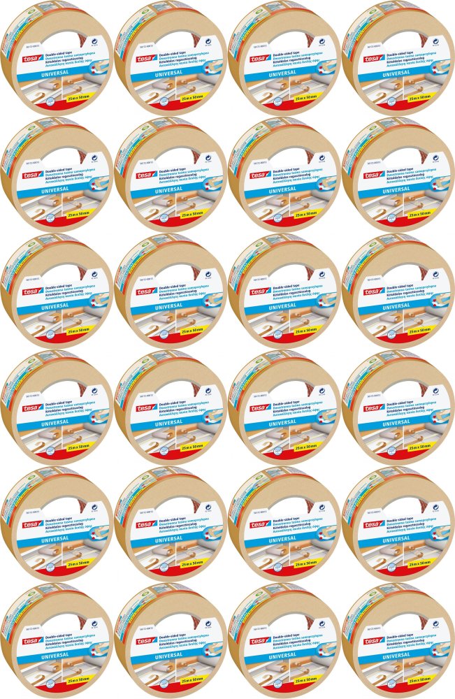 24x Taśma dwustronna Tesa Uniwersal, do wykładzin, 50mm x 25m, biały
