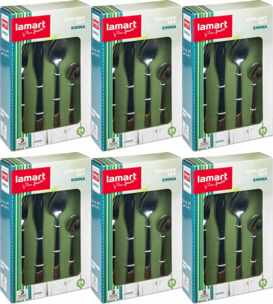 6x Komplet sztućców Lamart Emma LT5007, 24 sztuki, srebrny
