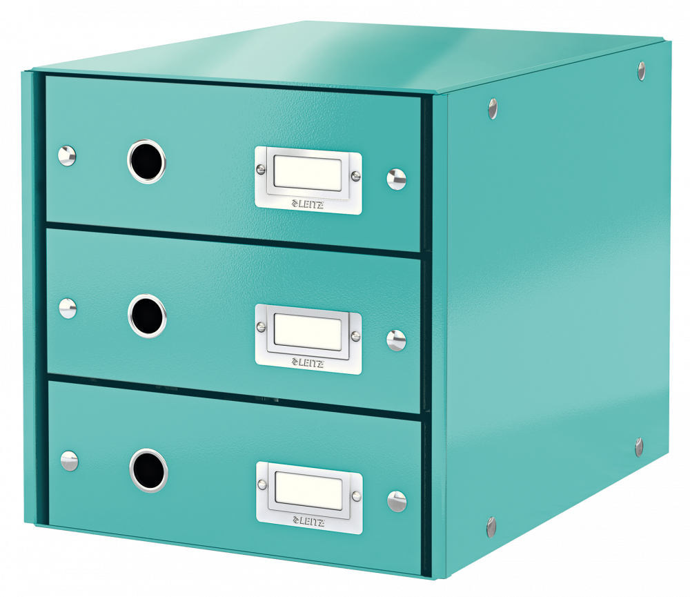 Pojemnik Leitz Click&Store Wow, z 3 szufladami, do dokumentów, A4, turkusowy
