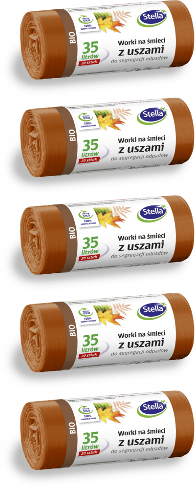 5x Worki na śmieci Stella, na odpady BIO, ekologiczne, 35l, 20 sztuk, brązowy