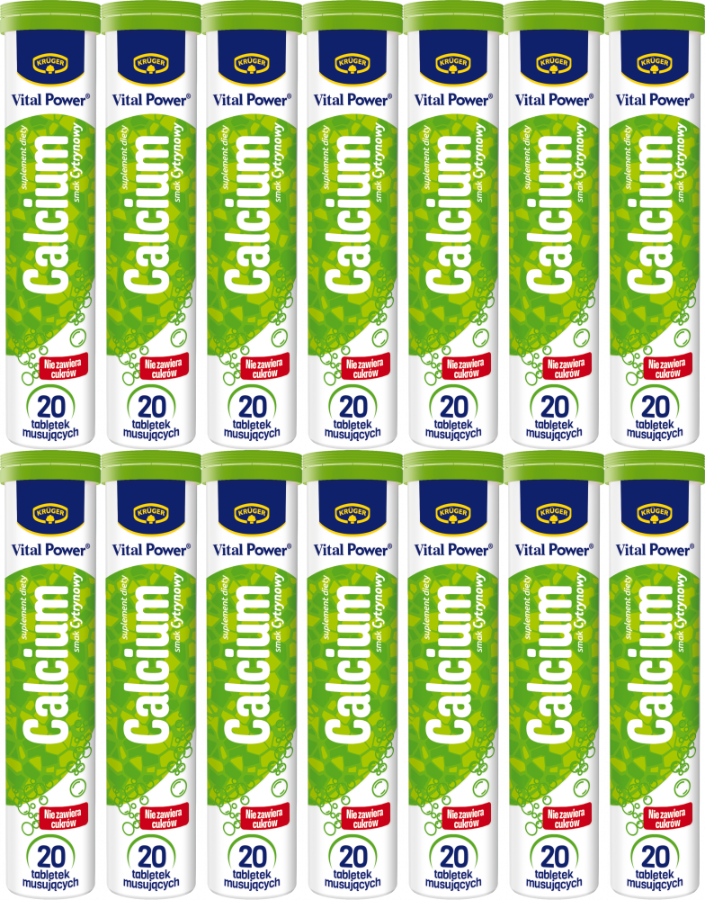 14x Tabletki musujące Vital Power, calcium, cytrynowy, 84g, 20 tabletek