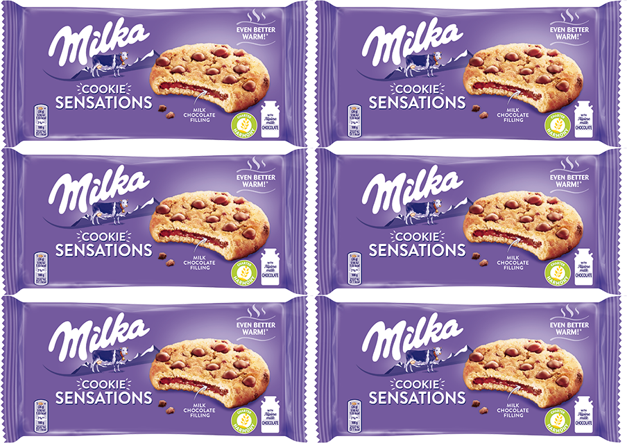 6x Ciastka Milka Sensations Choco Inside, kakaowe z czekoladą, 156g