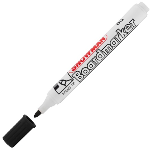 Marker suchościeralny Snowman Boardmarker, okrągła, 1.5-3mm, czarny
