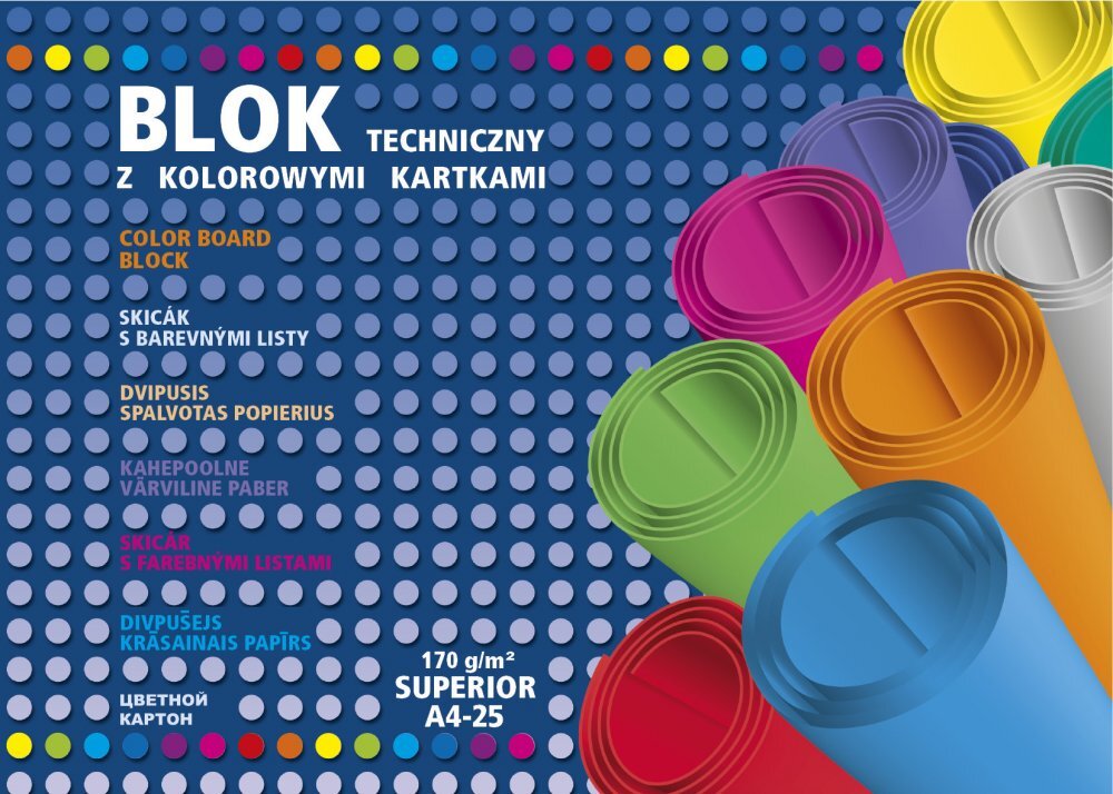 Outlet: USZKODZONE OPAKOWANIE Blok techniczny Kreska Superior, A4, 25 kartek, kolorowy