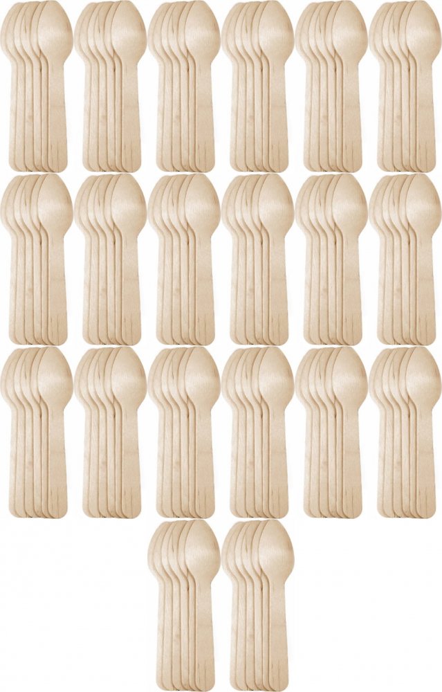 20x Łyżeczki jednorazowe Packman, 11cm, drewno, 100 sztuk, brązowy