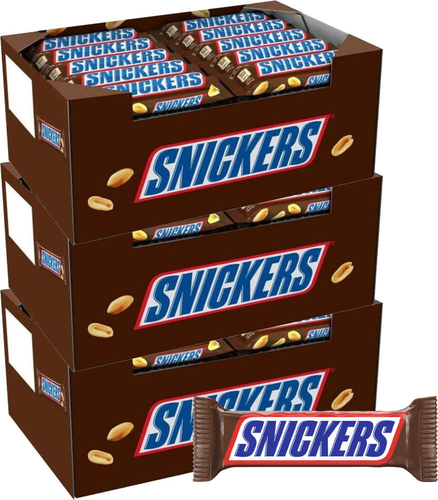 120x Baton Snickers, z nugatowym nadzieniem i orzeszkami ziemnymi w karmelu i czekoladzie, 50g