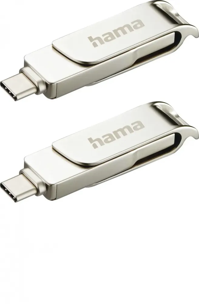 2x Pendrive Hama C-Rotate Pro, 64GB, obracany, USB 3.0, srebrny