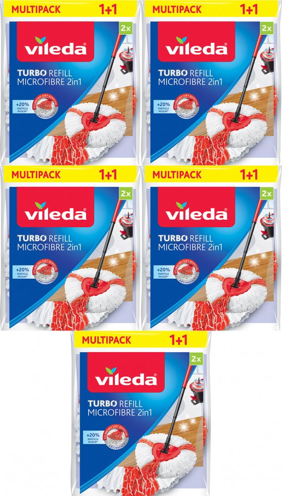 5x Wkład do mopa obrotowego Vileda Turbo 2 w 1, mkrofibra, 2 sztuki
