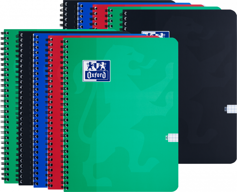10x Kołonotatnik Oxford Esse, A5, w kratkę, 80 kartek, okładka kartonowa, mix kolorów