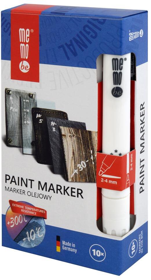 10x Marker olejowy MemoBe MM301, okrągła, 2-4mm, biały