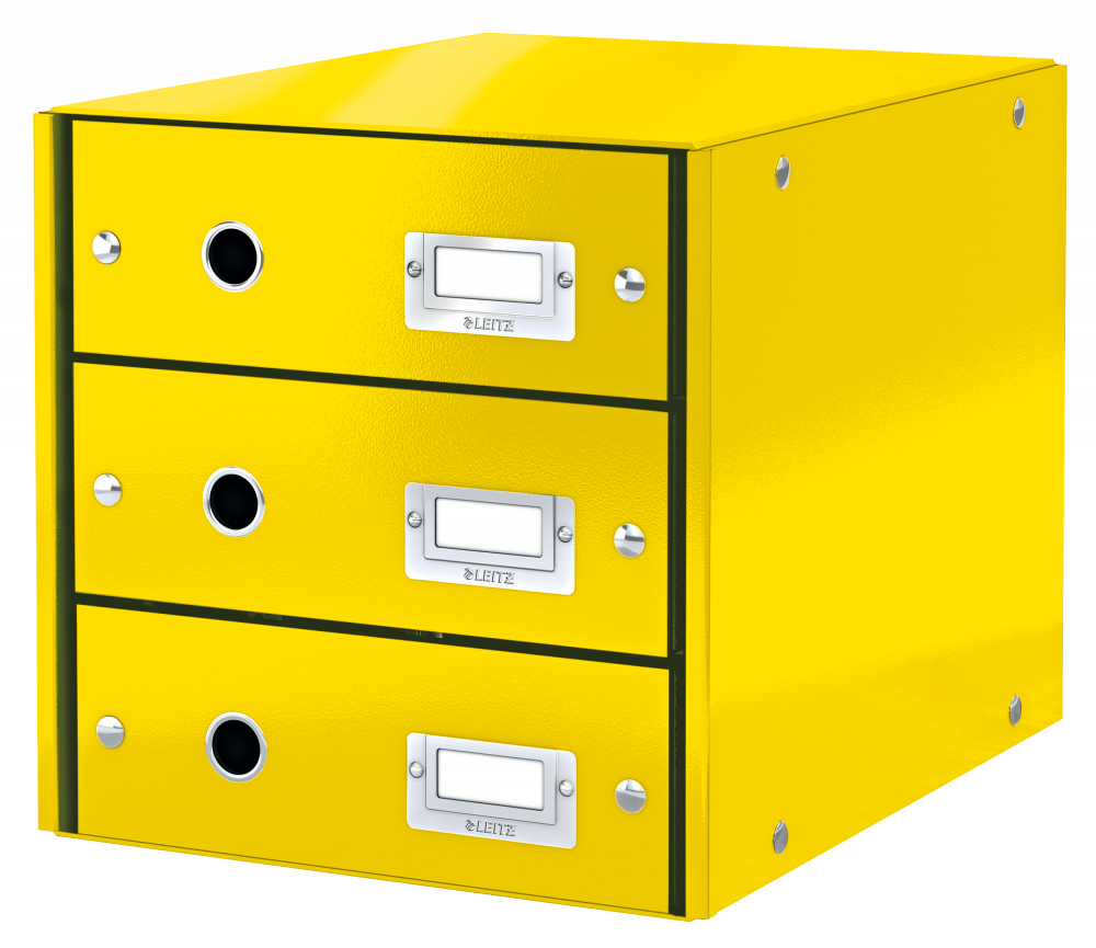 Pojemnik Leitz Click&Store Wow, z 3 szufladami, do dokumentów, A4, żółty