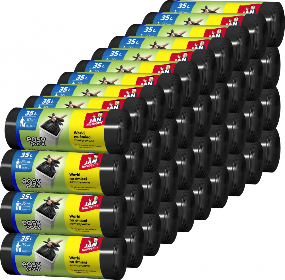 40x Worki na śmieci Jan Niezbędny Easy Pack, na odpady zmieszane, 35l, 30 sztuk, czarny