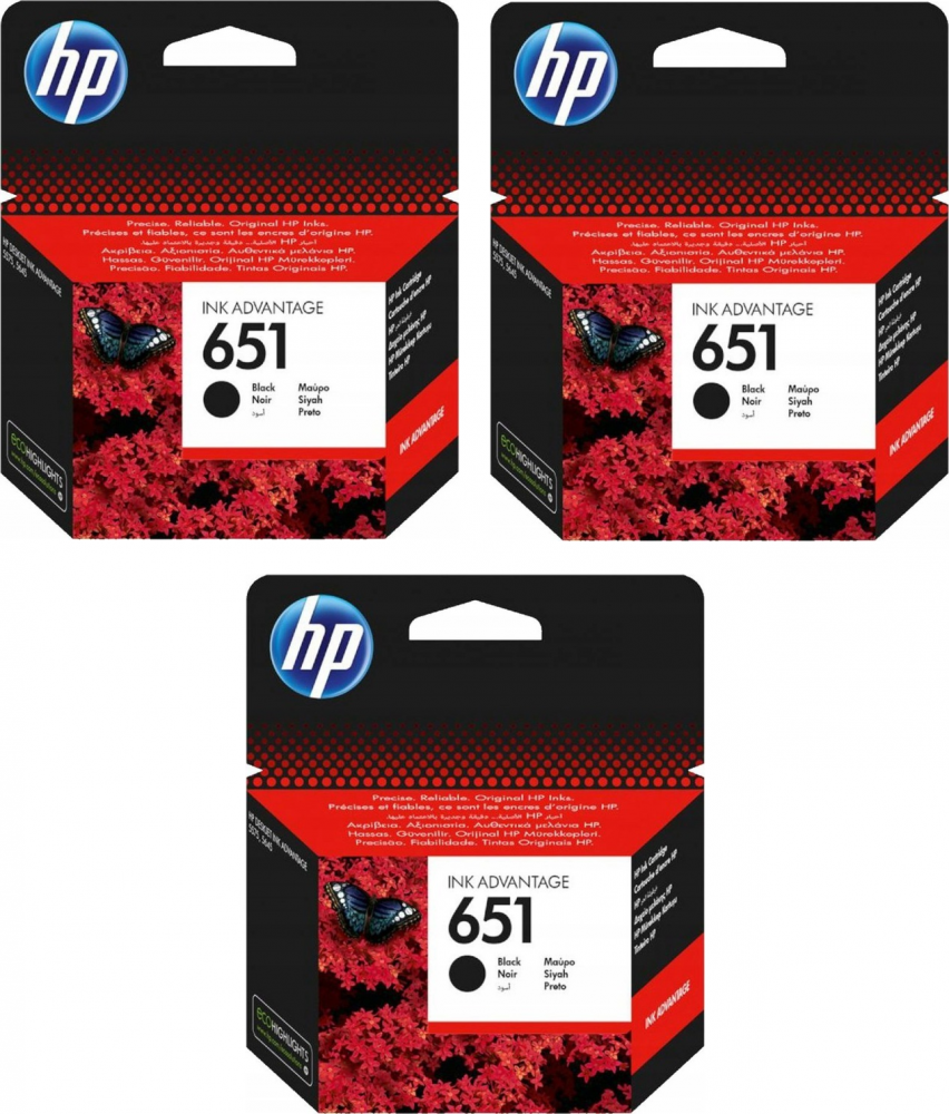 3x Tusz HP 651 (C2P10AE), 600 stron, black (czarny)
