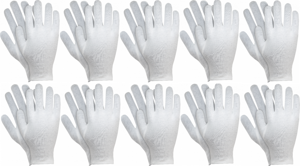 10x Rękawice robocze Reis RWKB W, tkaninowe, rozmiar 9, biały