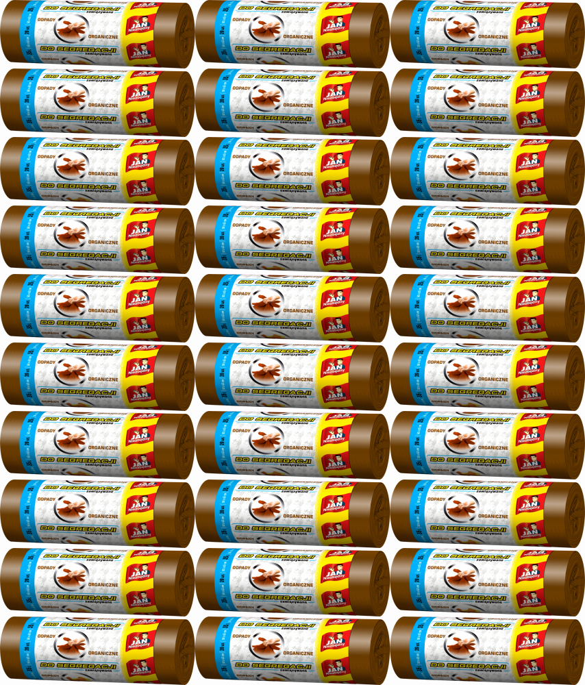 40x Worki na śmieci Jan Niezbędny, na odpady BIO, 35l, 20 sztuk, brązowy