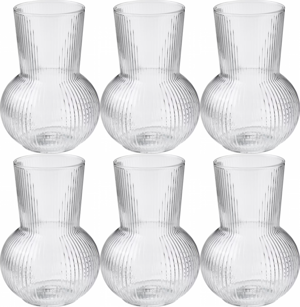 6x Wazon PADRAG, szkło, 17 cm, bezbarwny