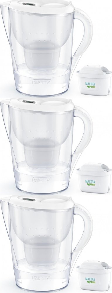 3x Dzbanek filtrujący Brita Marella XL, 3.5l, biały + 1 wkład Maxtra Pro Pure Performance