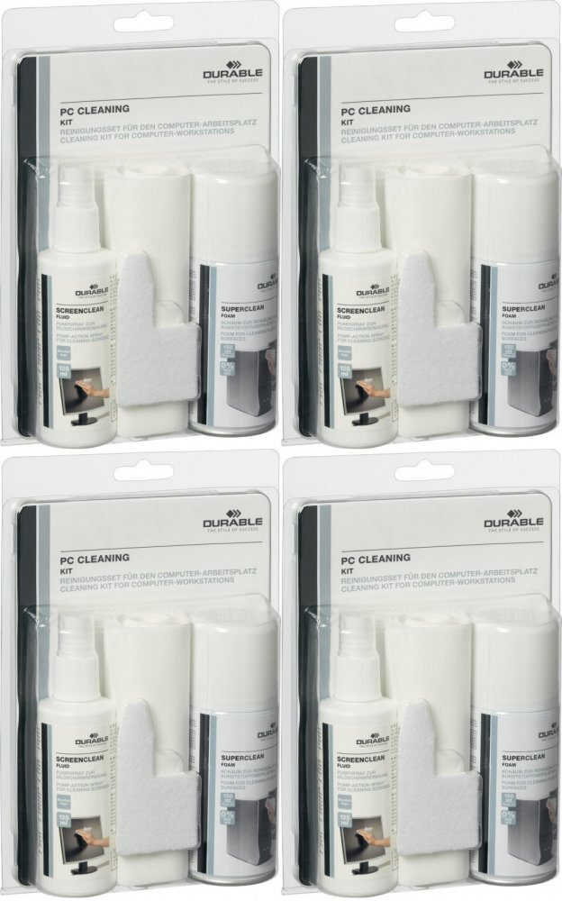4x Zestaw czyszczący Durable PC cleaning, pianka 150ml + płyn do czyszczenia 125ml + 1 czyścik do klawiatury + 10 ściereczek