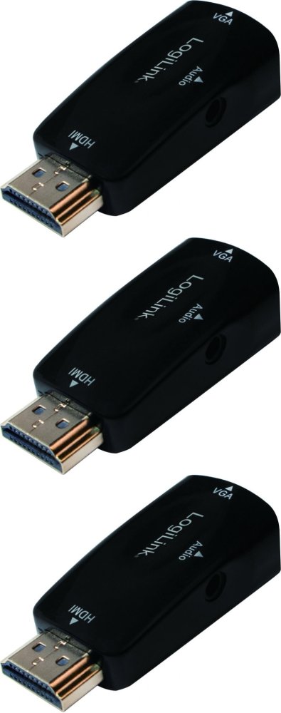 3x Konwerter LogiLink HDMI męski na VGA żeński, czarny